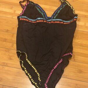 Black One Piece with Colorful Trim